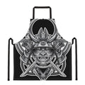Silver Samurai Mask Print Apron