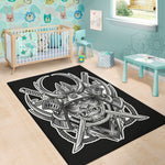 Silver Samurai Mask Print Area Rug