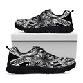 Silver Samurai Mask Print Black Running Shoes