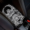 Silver Samurai Mask Print Car Center Console Cover