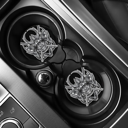 Silver Samurai Mask Print Car Coasters