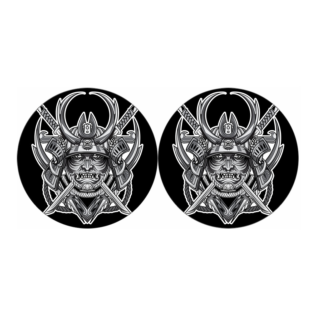 Silver Samurai Mask Print Car Coasters
