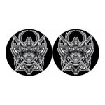 Silver Samurai Mask Print Car Coasters