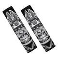 Silver Samurai Mask Print Car Seat Belt Covers