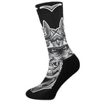 Silver Samurai Mask Print Crew Socks