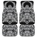 Silver Samurai Mask Print Front and Back Car Floor Mats