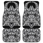 Silver Samurai Mask Print Front and Back Car Floor Mats