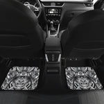 Silver Samurai Mask Print Front and Back Car Floor Mats