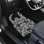 Silver Samurai Mask Print Front and Back Car Floor Mats
