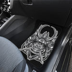 Silver Samurai Mask Print Front and Back Car Floor Mats
