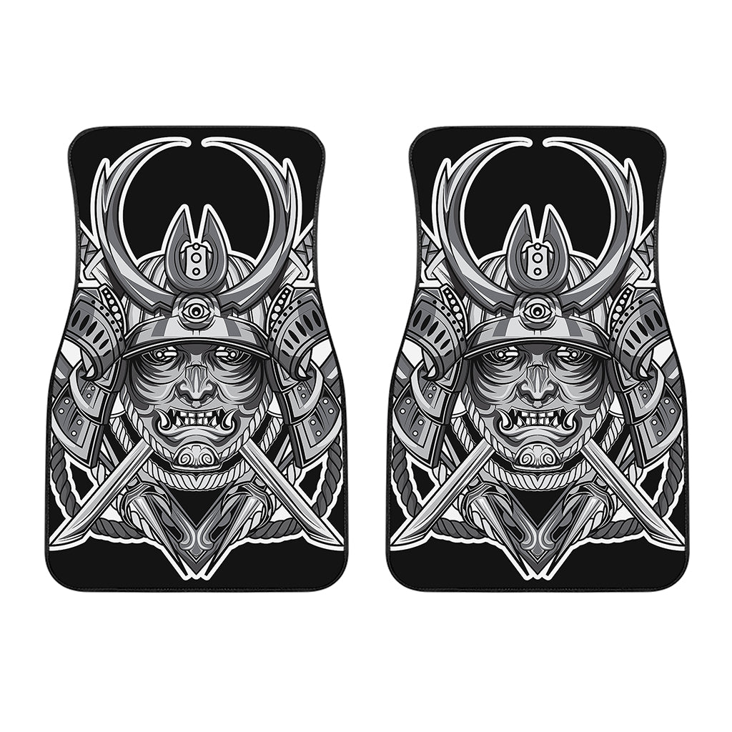 Silver Samurai Mask Print Front Car Floor Mats