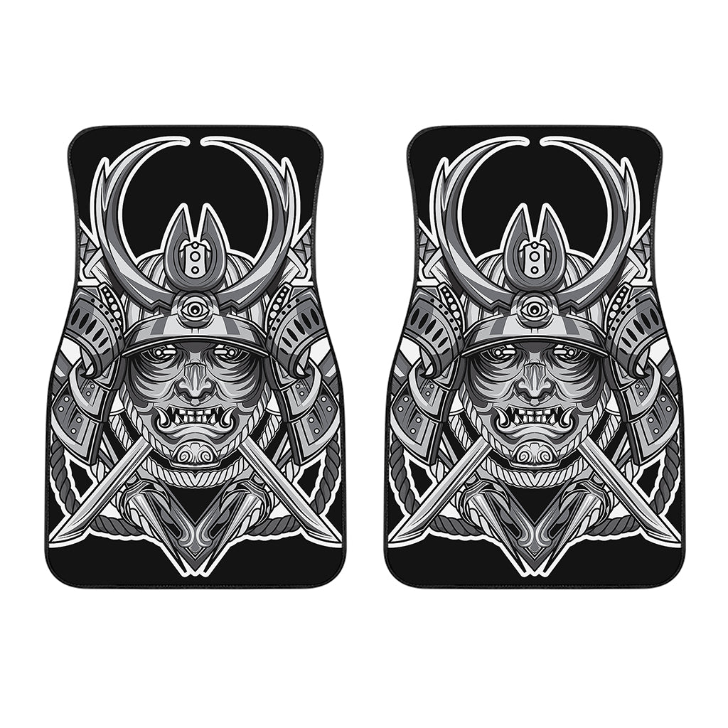 Silver Samurai Mask Print Front Car Floor Mats