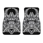 Silver Samurai Mask Print Front Car Floor Mats