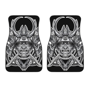 Silver Samurai Mask Print Front Car Floor Mats