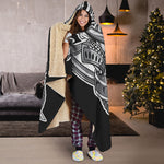 Silver Samurai Mask Print Hooded Blanket