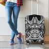 Silver Samurai Mask Print Luggage Cover