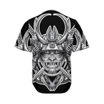 Silver Samurai Mask Print Men's Baseball Jersey