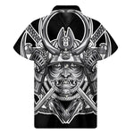 Silver Samurai Mask Print Men's Short Sleeve Shirt