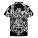 Silver Samurai Mask Print Men's Short Sleeve Shirt