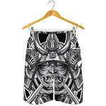 Silver Samurai Mask Print Men's Shorts