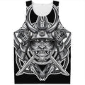 Silver Samurai Mask Print Men's Tank Top