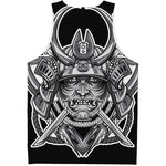 Silver Samurai Mask Print Men's Tank Top