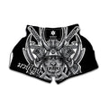 Silver Samurai Mask Print Muay Thai Boxing Shorts
