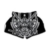 Silver Samurai Mask Print Muay Thai Boxing Shorts