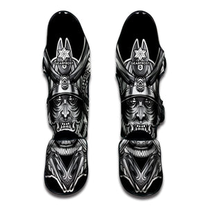 Silver Samurai Mask Print Muay Thai Shin Guard