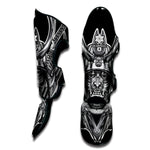 Silver Samurai Mask Print Muay Thai Shin Guard