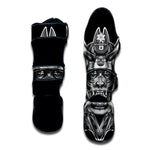 Silver Samurai Mask Print Muay Thai Shin Guard