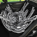 Silver Samurai Mask Print Pet Car Back Seat Cover