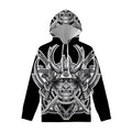 Silver Samurai Mask Print Pullover Hoodie