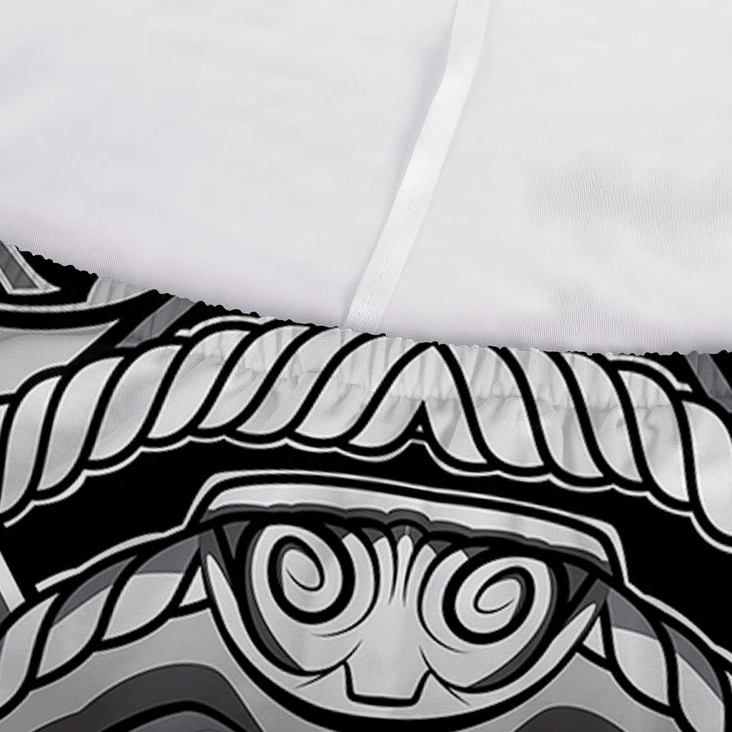 Silver Samurai Mask Print Sofa Cover