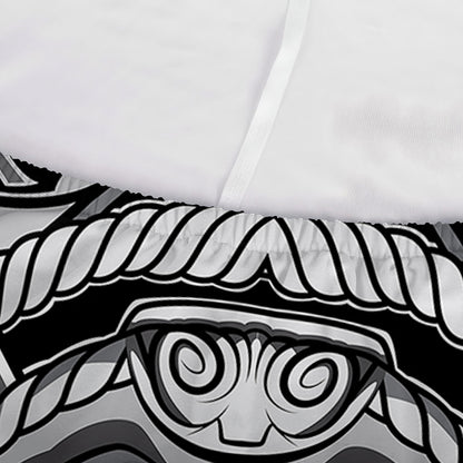 Silver Samurai Mask Print Sofa Cover