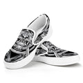 Silver Samurai Mask Print White Slip On Sneakers