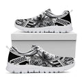 Silver Samurai Mask Print White Running Shoes