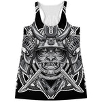 Silver Samurai Mask Print Women's Racerback Tank Top