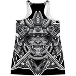 Silver Samurai Mask Print Women's Racerback Tank Top