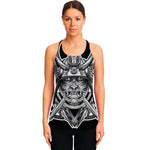 Silver Samurai Mask Print Women's Racerback Tank Top