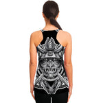Silver Samurai Mask Print Women's Racerback Tank Top