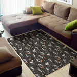 Skateboarding Skeleton Pattern Print Area Rug