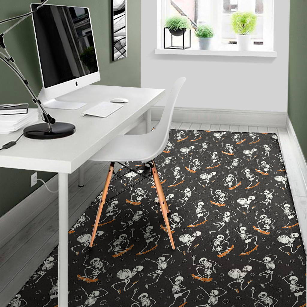 Skateboarding Skeleton Pattern Print Area Rug