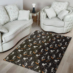 Skateboarding Skeleton Pattern Print Area Rug