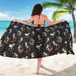 Skateboarding Skeleton Pattern Print Beach Sarong Wrap