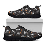 Skateboarding Skeleton Pattern Print Black Sneakers