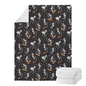 Skateboarding Skeleton Pattern Print Blanket