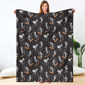 Skateboarding Skeleton Pattern Print Blanket