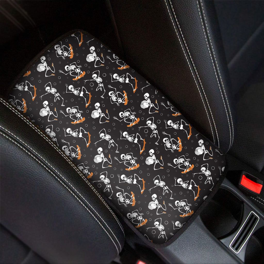 Skateboarding Skeleton Pattern Print Car Center Console Cover