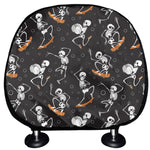 Skateboarding Skeleton Pattern Print Car Headrest Covers